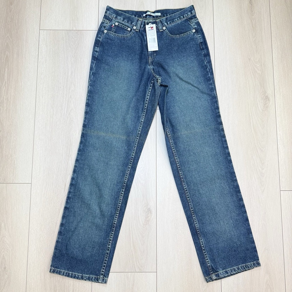 VTG Y2K Tommy Hilfiger Womens 2 Low Rise Straight Denim Jean NWT 2002 Pants Blue